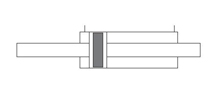 Symbol för dubbelverkande magnetcylinder med genomgående kolvstång.