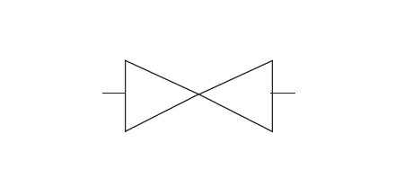 Symbol för avstängningsventil i ett pneumatiskt system.