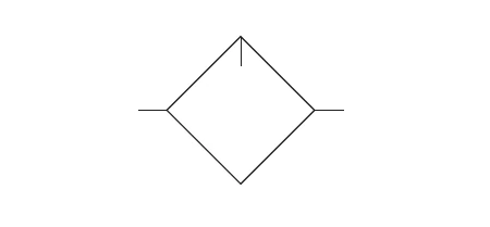 Symbol för smörjare i ett pneumatiskt system.