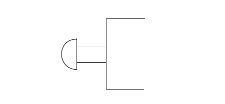 Symbol för ventil som manövreras med knapp.