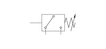 Symbol för tryckvakt i ett pneumatiskt system.