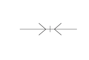 Symbol för snabbkoppling utan inbyggd backventil.