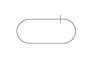 Symbol för tryckluftsbehållare i ett pneumatiskt system.
